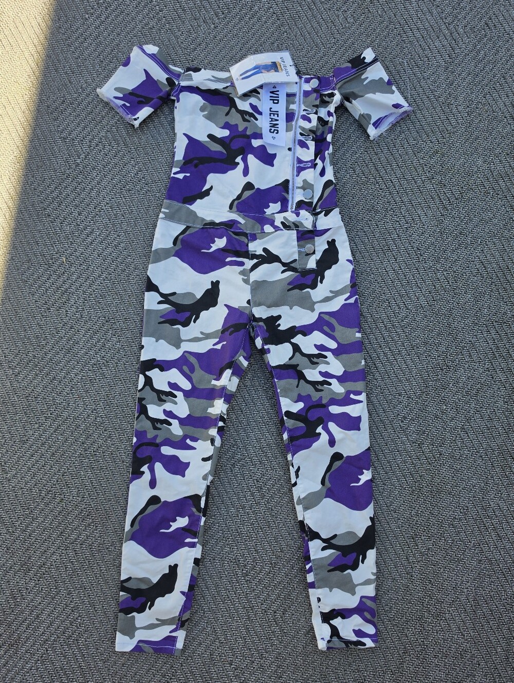 T.U.K Purple Camo Off-Shoulder Kids One-Piece